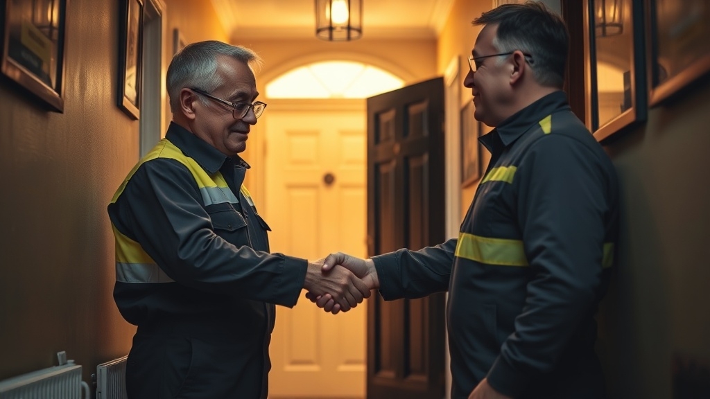 Engineer shaking hands with a Herne Hill homeowner after locating their leak